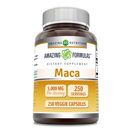 Amazing Formulas Maca 5000 mg Per Serving, 250 Veggie Capsules | Extra Strength Supplement | Non-GMO | Gluten Fre | Made in USA