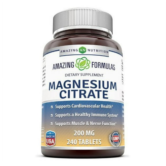 Amazing Formulas Magnesium Citrate 200 Mg Per Serving 240 Tablets Supplement