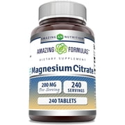 Amazing Formulas Magnesium Citrate 200 Mg Per Serving 240 Tablets Supplement | Magnesium Supplement | Non-GMO | Gluten Free