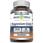 Amazing Formulas Magnesium Oxide 500 mg Per Serving 90 Capsules Supplement | Non-GMO | Gluten Free