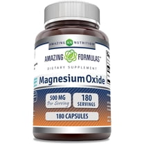 Amazing Formulas Magnesium Oxide 500 mg Per Serving 180 Capsules Supplement | Non-GMO | Gluten Free | Made in USA