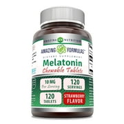 Amazing Formulas Melatonin 10 mg Per Serving Chewable 120 Tablets - Strawberry Flavor | Non-GMO | Gluten Free | Made in USA