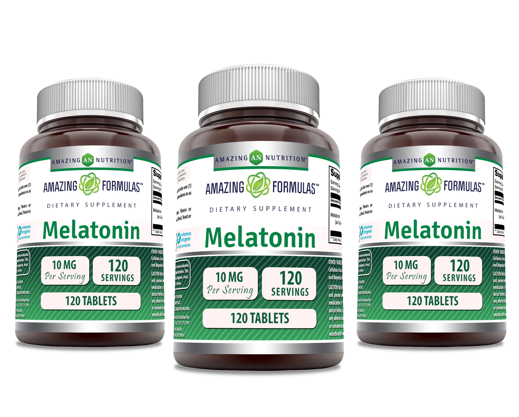 Amazing Formulas Melatonin 10mg 120 Tablets Supplement | Non GMO | Gluten Free | Made in USA | Pack of 3