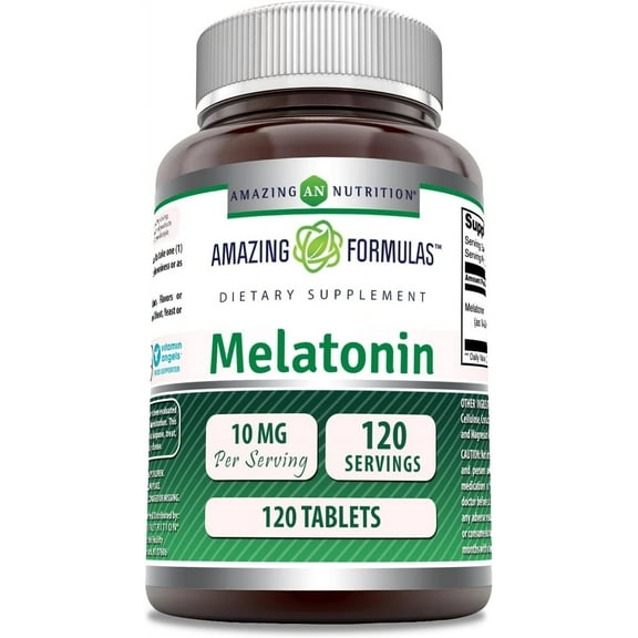 Amazing Formulas Melatonin 10mg 120 Tablets Supplement | Non GMO | Gluten Free | Made in USA