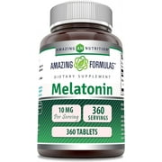 Amazing Formulas Melatonin 10mg Per Serving 360 Tablets Supplement | Non GMO | Gluten Free | Made in USA | Suitable for Vegetarian