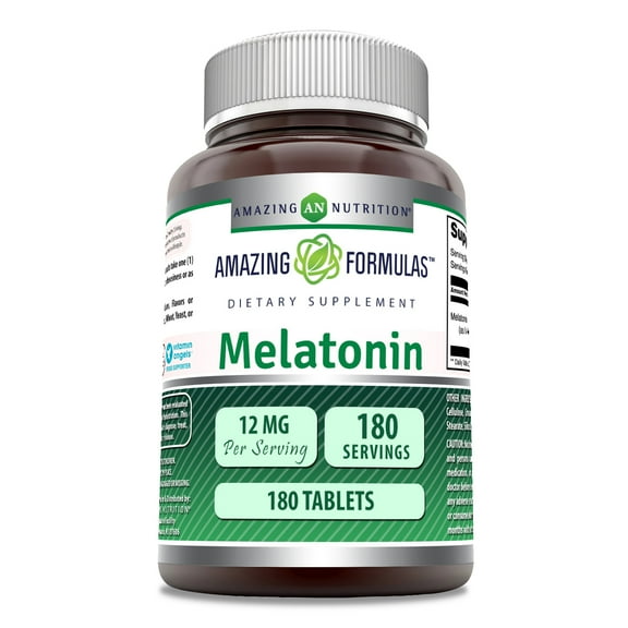Amazing Formulas Melatonin 12 mg Fast Dissolving 180 Tablets | Non-GMO | Gluten Free | Made in USA