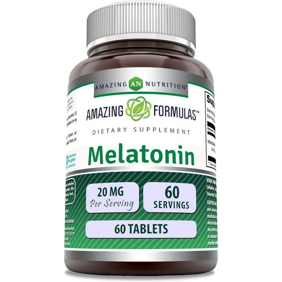 Amazing Formulas Melatonin 20 mg 60 Tablets Supplement | Non-GMO | Gluten Free | Made in USA