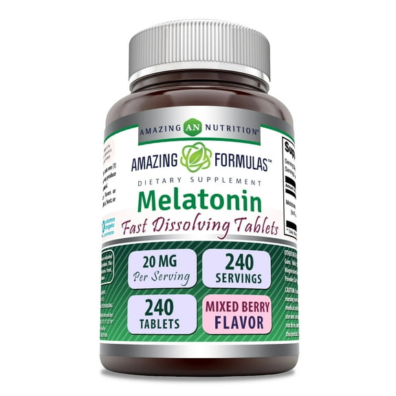 Amazing Formulas Melatonin 20 mg Fast Dissolving 240 Tablets | Mixed Berry Flavor | Non-GMO | Gluten Free | Made in USA