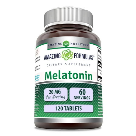 Amazing Formulas Melatonin 20mg 120 Tablets Supplement | Helps Regulate Sleep Cycle | Non GMO | Gluten Free | Made in USA