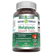 Amazing Formulas Melatonin 5 Mg 250 Chewable Tablets | Strawberry Flavor | Non-GMO | Gluten Free | Made in USA