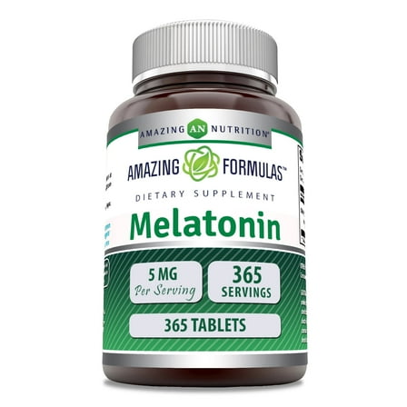Amazing Formulas Melatonin 5 Mg 365 Tablets Supplement | 1 Year Supply | Non-GMO | Gluten Free | Made in USA
