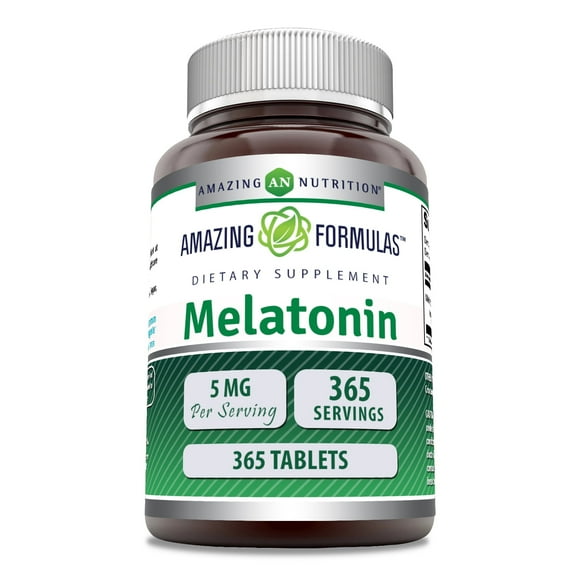Amazing Formulas Melatonin 5 Mg 365 Tablets Supplement | 1 Year Supply | Non-GMO | Gluten Free | Made in USA