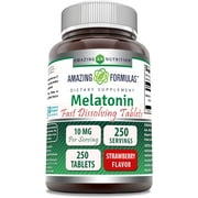 Amazing Formulas Melatonin Fast Dissolve 10 Mg 250 Tablets | Strawberry Flavor | Non-GMO | Gluten Free | Made in USA