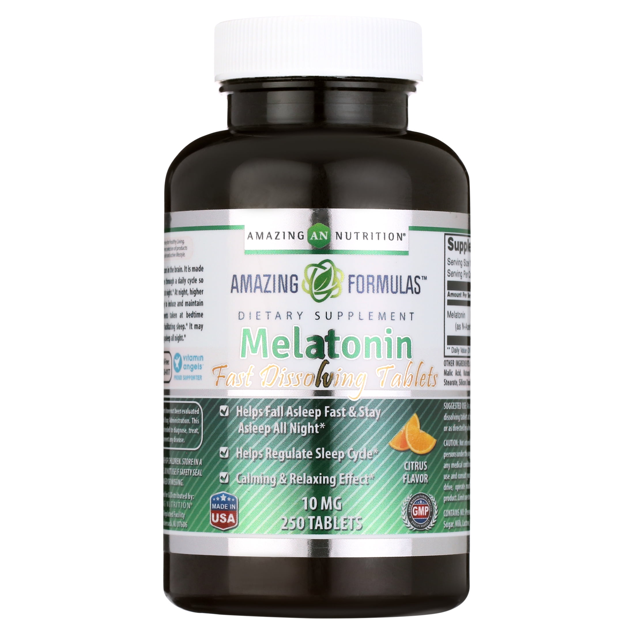 Amazing Formulas Melatonin Fast Dissolve 10 Mg Per Serving 250 Tablets | Citrus Flavor | Non-GMO | Gluten Free | Made in USA
