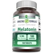Amazing Formulas Melatonin Supplement | Unflavored | 12 Mg Per Serving | 180 Tablets | Non-GMO | Gluten-Free | Made in USA