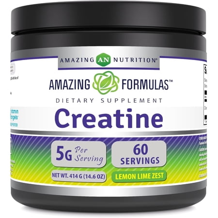 Amazing Formulas Micronized Creatine Monohydrate 5000mg Per Serving Lemon Lime Zest Powder 14.6oz (414 Grams) Supplement | 60 Servings | Improve Strength, Performance, and Muscle Growth