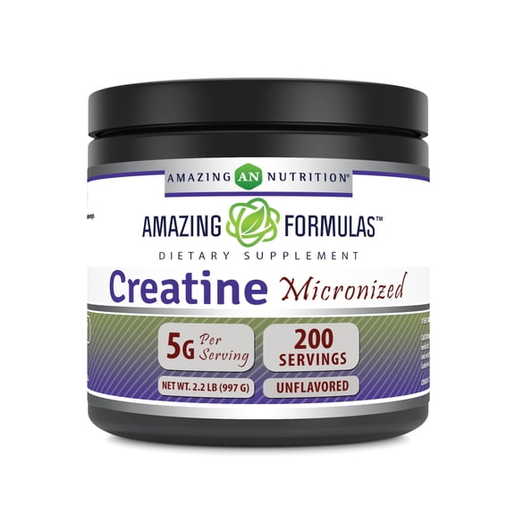 Amazing Formulas Micronized Creatine Monohydrate 5000mg Per Serving Unflavored Powder 34oz (997 Grams) Supplement | 200 Servings | Improve Strength, Performance, and Muscle Growth