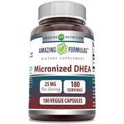 Amazing Formulas Micronized DHEA 25 Mg Per Serving 180 Veggie Capsules Supplement | Non-GMO | Gluten Free | | Suitable for Vegetarians