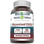 Amazing Formulas Micronized DHEA 25 Mg Per Serving 180 Veggie Capsules Supplement | Non-GMO | Gluten Free | | Suitable for Vegetarians