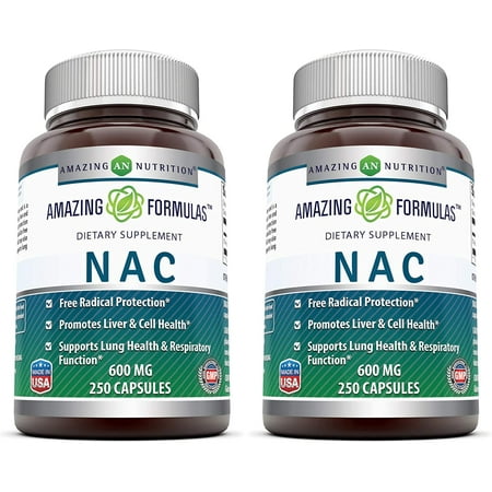 Amazing Formulas NAC (N-Acetyl Cysteine) - 600mg 250 Capsules - Pack of 2