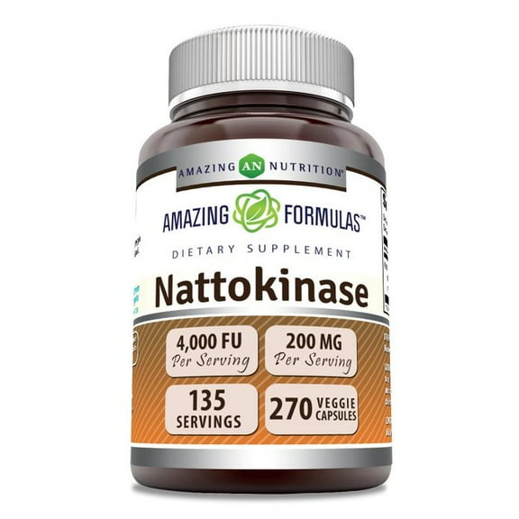Amazing Formulas Nattokinase Dietary Supplement 100 mg Per Serving 270 Veggie Capsules Supplement