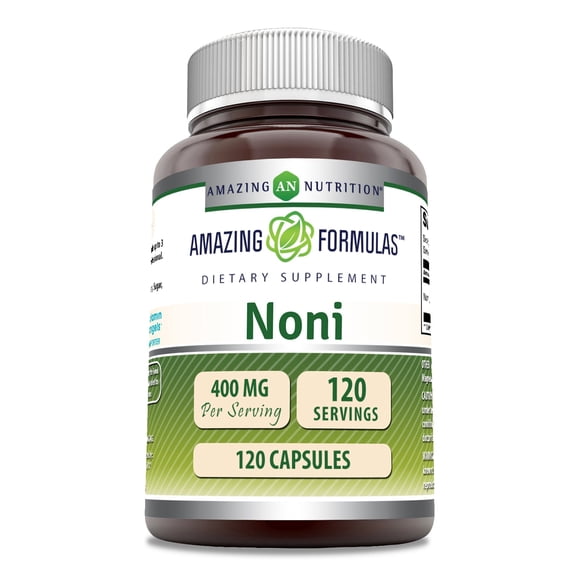 Amazing Formulas Noni 400mg Per Serving 120 Capsules Supplement | Non-GMO | Gluten Free
