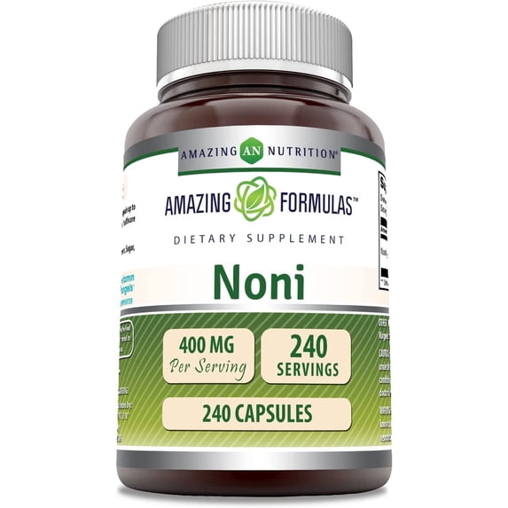 Amazing Formulas Noni 400mg Per Serving 240 Capsules Supplement | Non-GMO | Gluten Free