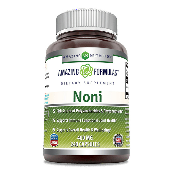 Amazing Formulas Noni 400mg 240 Capsules Supplement | Non-GMO | Gluten Free | Made in USA