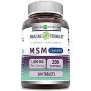 Amazing Formulas OptiMSM 1000mg 200 Tablets Supplement | Non-GMO | Gluten Free | Made in USA