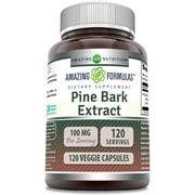 Amazing Formulas Pine Bark Extract 100mg 120 Veggie Capsules | Non-GMO | Gluten Free | Made in USA | Suitable for Vegetarians