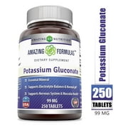 Amazing Formulas - Potassium Gluconate - 99 Milligrams - 250 Tablets - Balances pH Levels - Supports Muscular Health
