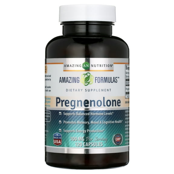 Amazing Formulas - Pregnenolone Dietary Supplement-100 Milligrams-120 Capsules(Non-GMO,Gluten Free)-Promotes Hormonal Balance - Supports Energy Production