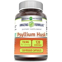 Amazing Formulas Psyllium Husk 750mg 120 Veggie Capsules Supplement | Non-GMO | Gluten Free | Made in USA | Suitable for Vegetarians
