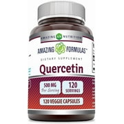 Amazing Formulas Quercetin 500 mg Per Serving 120 Veggie Capsules Supplement | Non-GMO | Gluten Free