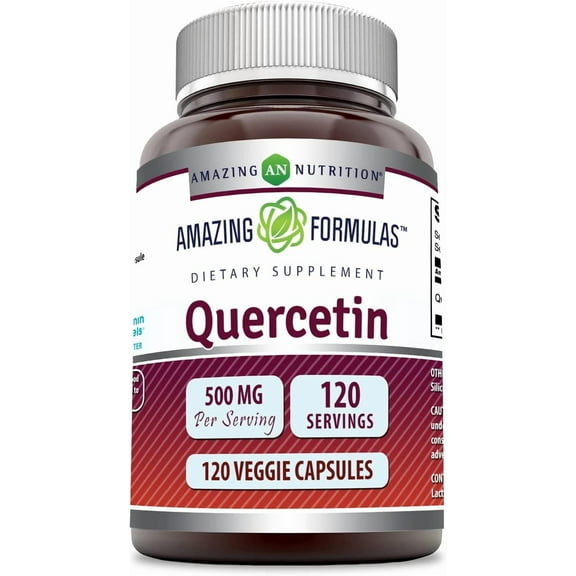 Amazing Formulas Quercetin 500 mg Per Serving 120 Veggie Capsules Supplement | Non-GMO | Gluten Free
