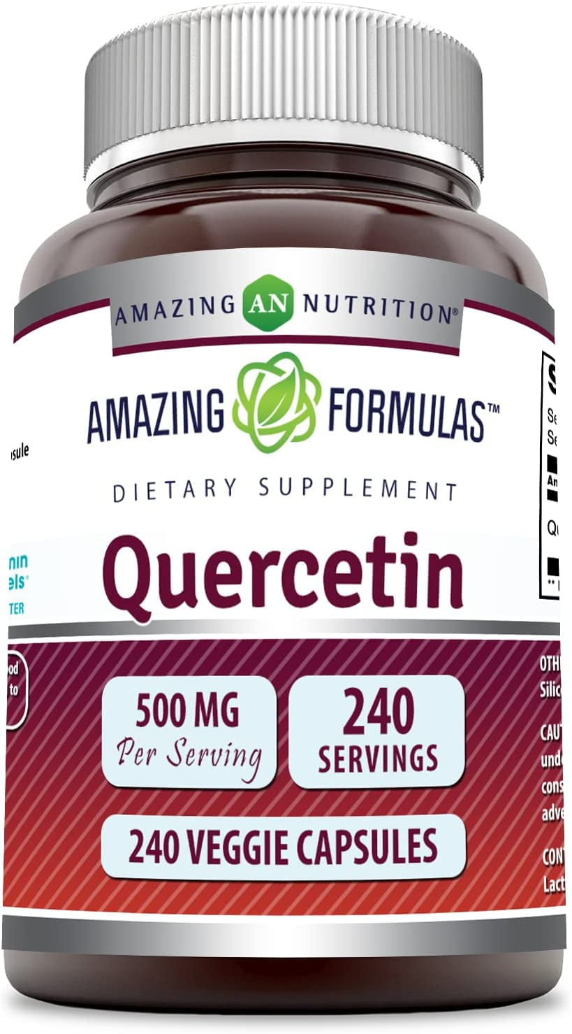 Amazing Formulas Quercetin 500 mg Per Serving 240 Veggie Capsules Supplement | Non-GMO | Gluten Free | Made in USA