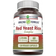 Amazing Formulas Red Yeast Rice Complex 1570 mg per Serving 120 Veggie Capsules (Non-GMO,Gluten Free) -with Coq10, Alpha Lipoic Acid & Milk Thistle