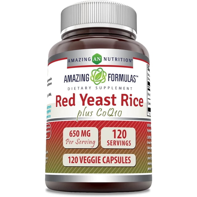 Amazing Formulas Red Yeast Rice with Co Q-10, 120 Vegetarian Capsules ...