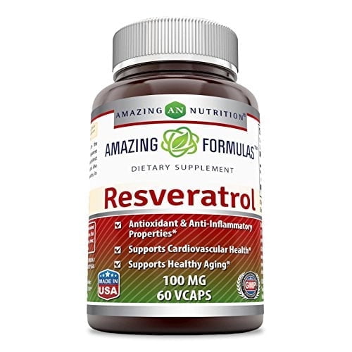 Amazing Formulas Resveratrol 100 Mg 60 Veggie Capsules - Antioxidants, Supports Cardiovascular healthy and supports Healthy Aging *