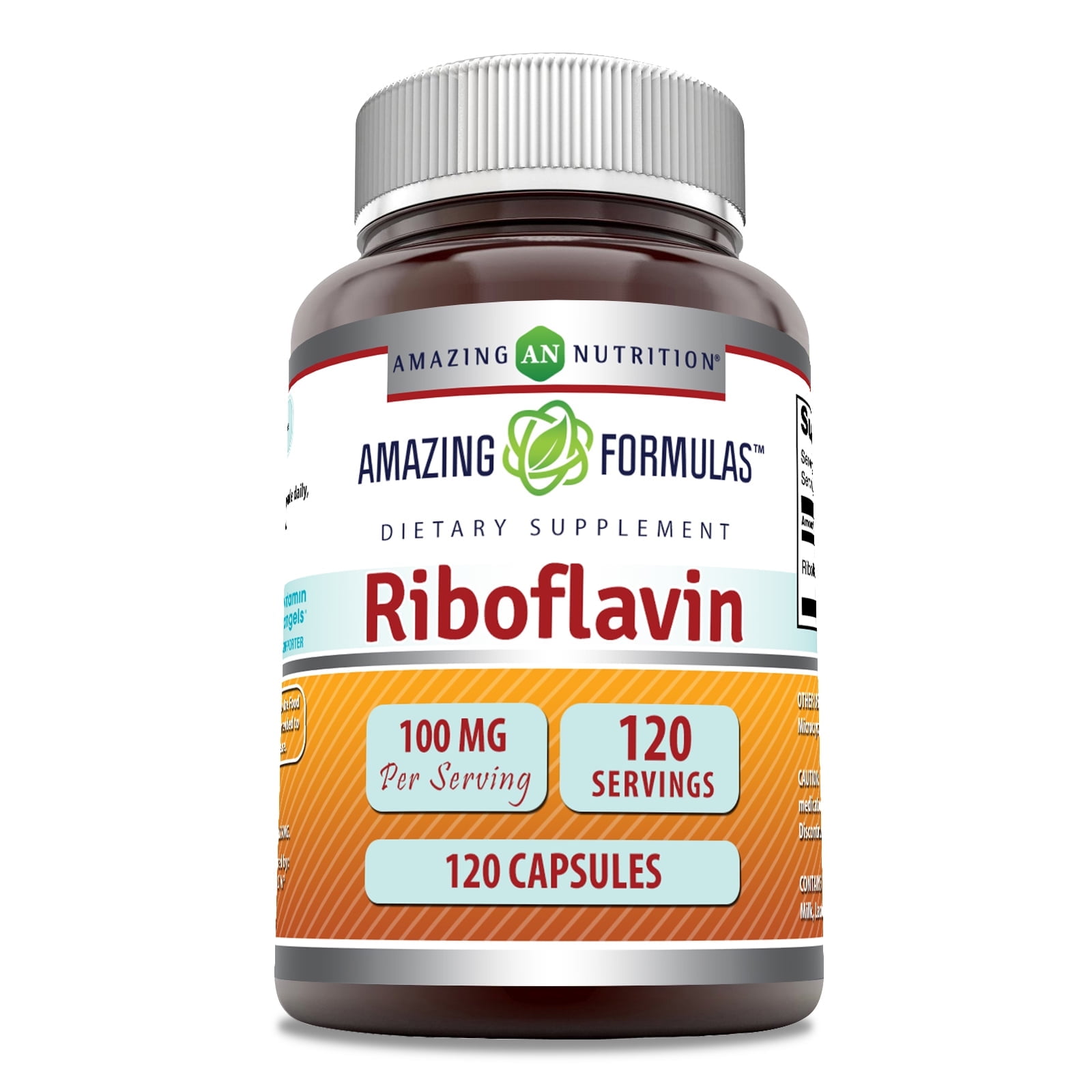 Amazing Formulas Riboflavin 100 mg 120 Capsules Supplement | Non-GMO ...