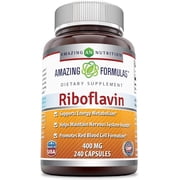 Amazing Formulas Riboflavin 400mg Per Serving 240 Capsules Dietary Supplement | Vitamin B2 Supplement | Non-GMO | Gluten Free