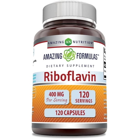 Amazing Formulas Riboflavin 400mg Per Serving 120 Capsules Dietary Supplement | Vitamin B2 Supplement | Non-GMO | Gluten Free