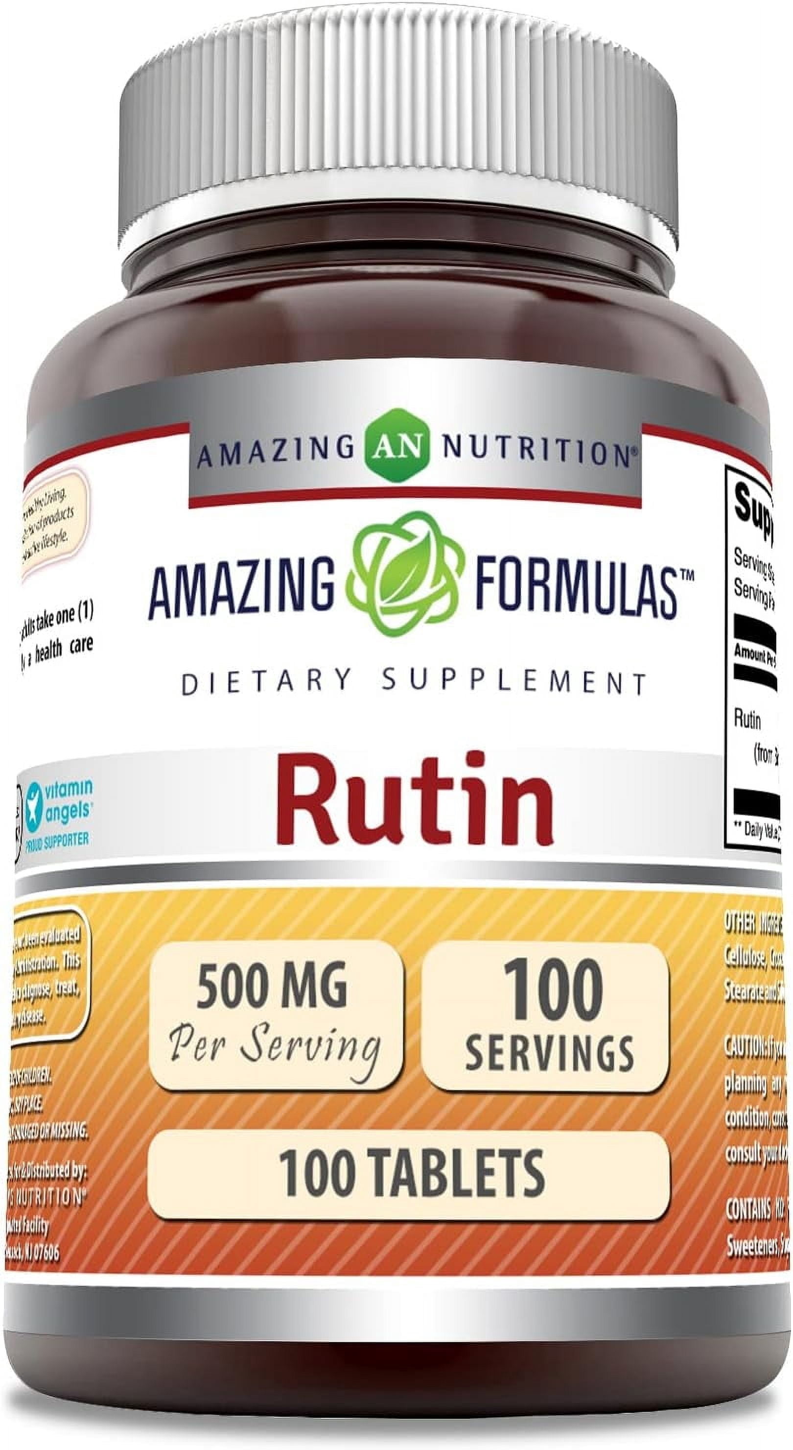 Amazing Formulas Rutin 500mg Per Serving 100 Tablets Supplement | from Sophorae japonica linn Flower | Non-GMO | Gluten Free