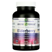 Amazing Formulas Sambucus Elderberry Supplement 120 Veggie Capsules - Equivalent to 5000mg -Supports Immune System Health -Good Source of Vitamin C & Antioxidants