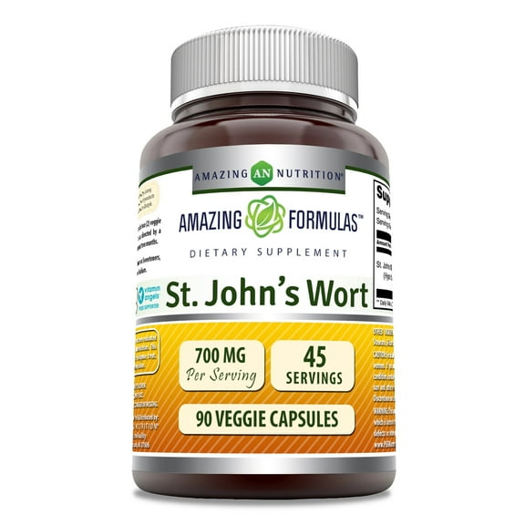 Amazing Formulas St. John's Wort 700 Mg Per Serving 90 Veggie Capsules Supplement | Non-GMO | Gluten Free | Made in USA