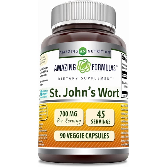 Amazing Formulas St. John's Wort 700 Mg Per Serving 90 Veggie Capsules Supplement | Hypericum Perforatum Extract | Non-GMO | Gluten Free | Ideal for Vegetarians