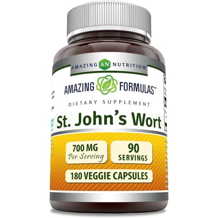 Amazing Formulas St. John's Wort 700 Mg Per Serving 180 Veggie Capsules Supplement | Non-GMO | Gluten Free