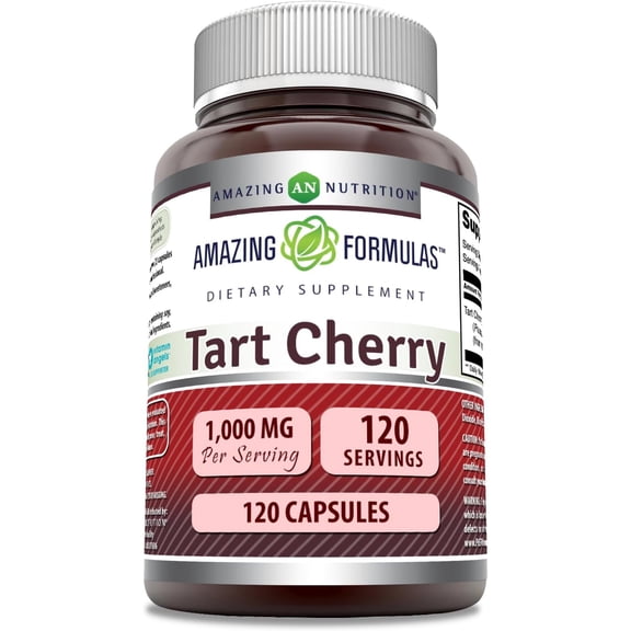 Amazing Formulas Tart Cherry 1000 MgPer Serving 120 Veggie Capsules Supplement | Non-GMO | Gluten Free