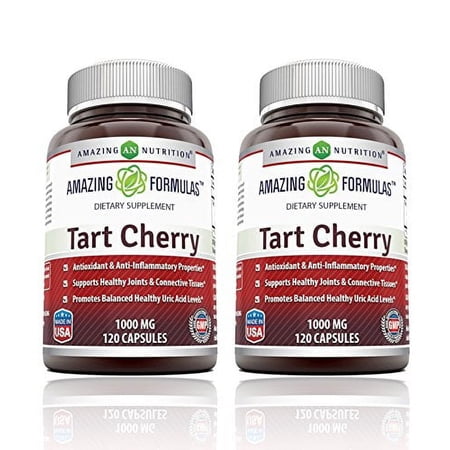Amazing Formulas Tart Cherry 1000 MgPer Serving 120 Veggie Capsules Supplement | Non-GMO | Gluten Free | Made in USA | Pack of 2