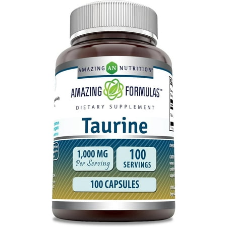 Amazing Formulas Taurine 1000mg Per Serving 100 Capsules Amino Acid Supplement | Non-GMO | Gluten Free